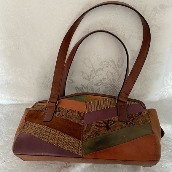 Vintage Fossil Leather Patchwork Shoulder Bag - Picture 9 of 11
